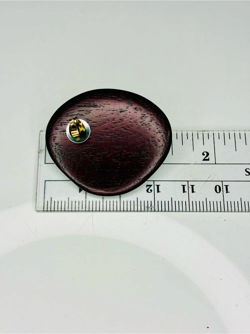 Unique Round Dark Cherry Wood Stud Earrings with Gold Accent - Women’s Jewelry